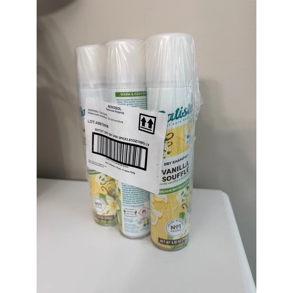 Batiste Dry Shampoo Unisex 3-Pack 3.81oz Vanilla Souffle Warm Jasmine NWT